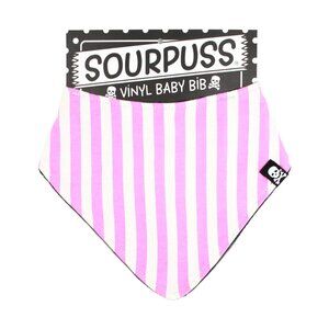 Pink White Striped Bandana Bib - Retro Punk Goth Skull Trendy Baby Infant RARE